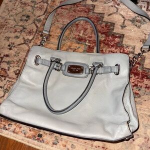 Michael Kors Gray Leather Hamilton Tote Bag